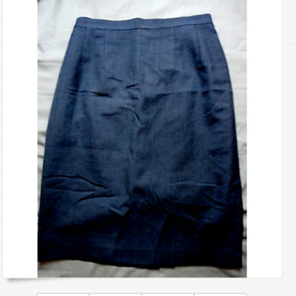 CHECKERED Pencil Skirt 10P Blue Black knee length